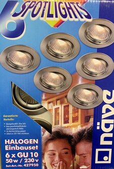 6-os Halogen valaisin sarja GU10 Harjattu teräs