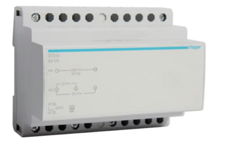 SUOJAJÄNNITEMUUNTAJA HAGER ST315 63VA 230/12-24VAC