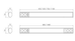 Onnline LED työpistevalaisin 2 os PR + kytkin 450/550/750/1100mm
