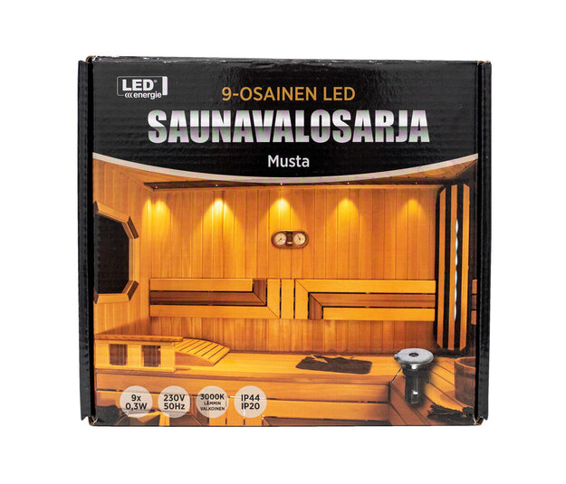 Musta/Messinki 9-osainen saunavalosarja 