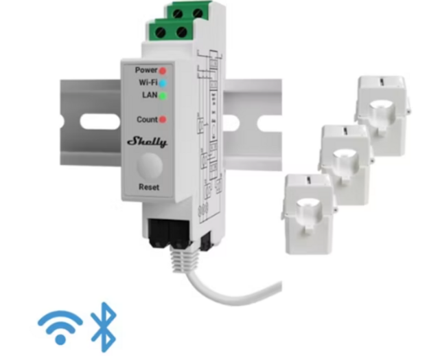 ENERGIAMITTARI SHELLY PRO 3EM DIN, 3x120A WIFI