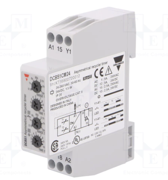 Epäsymmetrinen työ/taukorele DIN 24-240VAC / 24 VDC