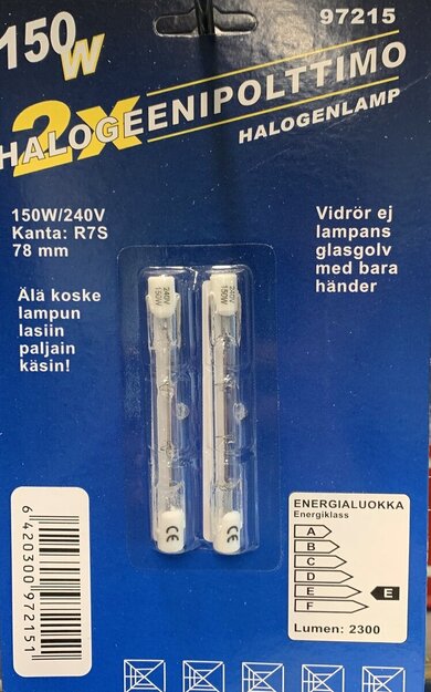Halogeenilamppu Elexi 150W 78mm R7s 2-pack