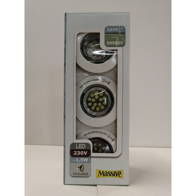 Massive LED spottivalaisin 3-osainen WH